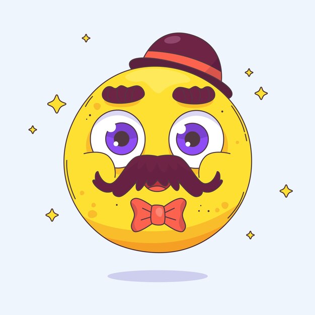flat design  mustache emoji illustration