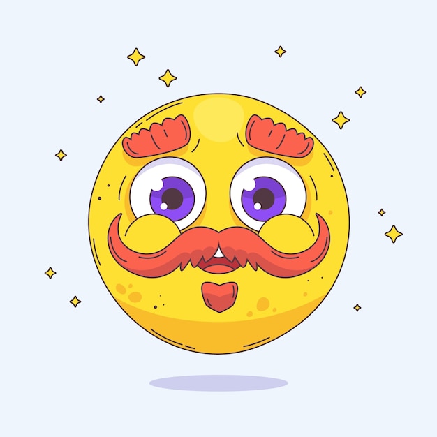 Free vector flat design  mustache emoji illustration