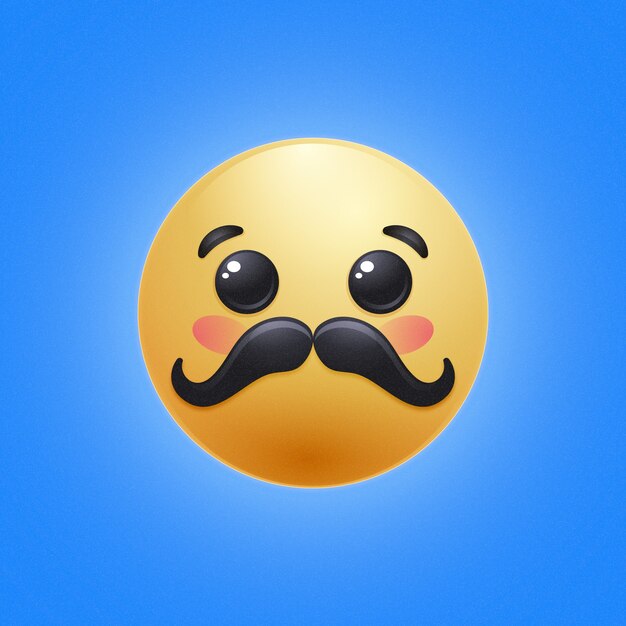 Vettore gratuito illustrazione di emoji con baffi a disegno piatto