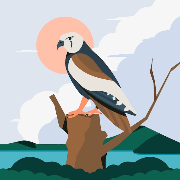 Flat design muted colors animal illustration