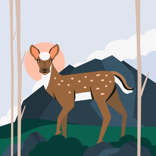 Flat design muted colors animal illustration