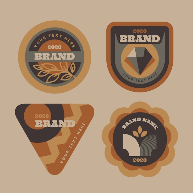 Flat design muted colors label collection