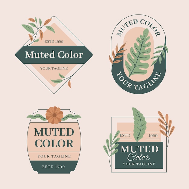 Free vector flat design muted colors label collection