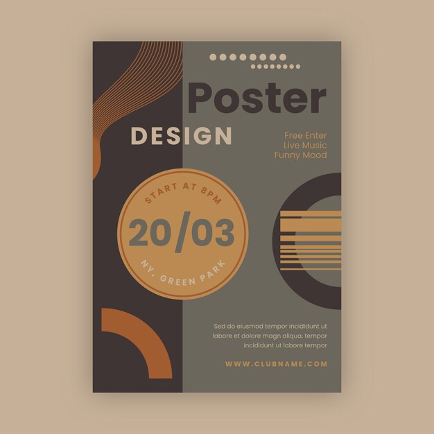 Flat design muted colors poster template