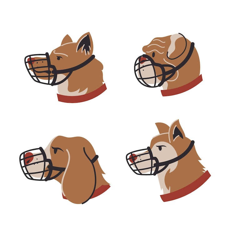 Free Vector flat design muzzled animals set