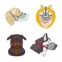 Free vector flat design muzzled dogs illustrated