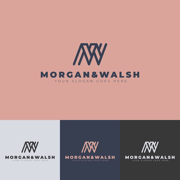 Бесплатное векторное изображение Плоский дизайн шаблона логотипа mw