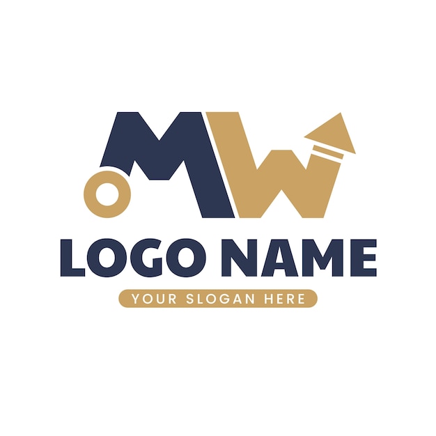 Плоский дизайн шаблона логотипа mw