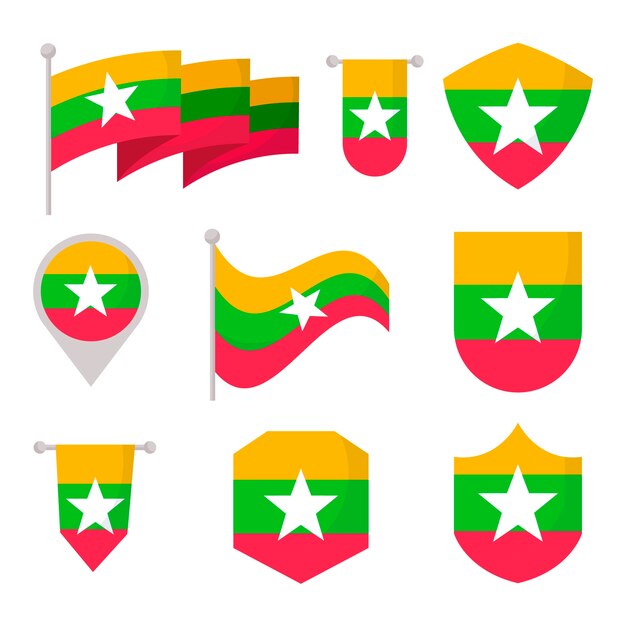 Flat design myanmar national emblems