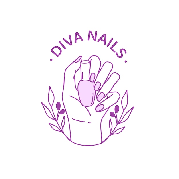 Flat design nail salon logo template