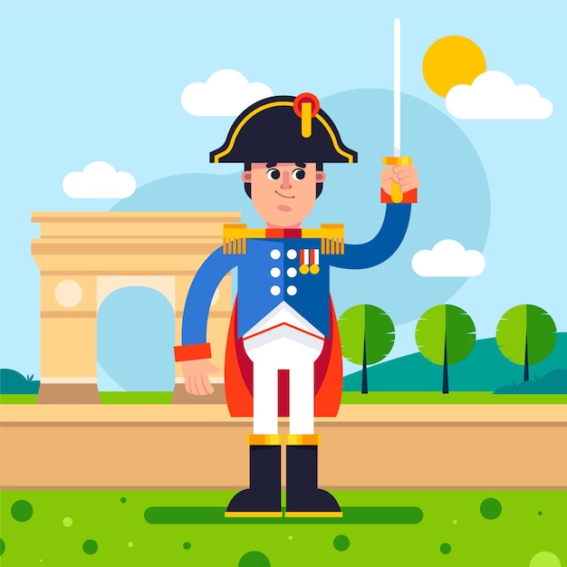 Flat design napoleon illustration