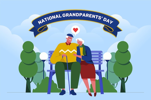 Бесплатное векторное изображение Плоский дизайн фона день бабушек и дедушек