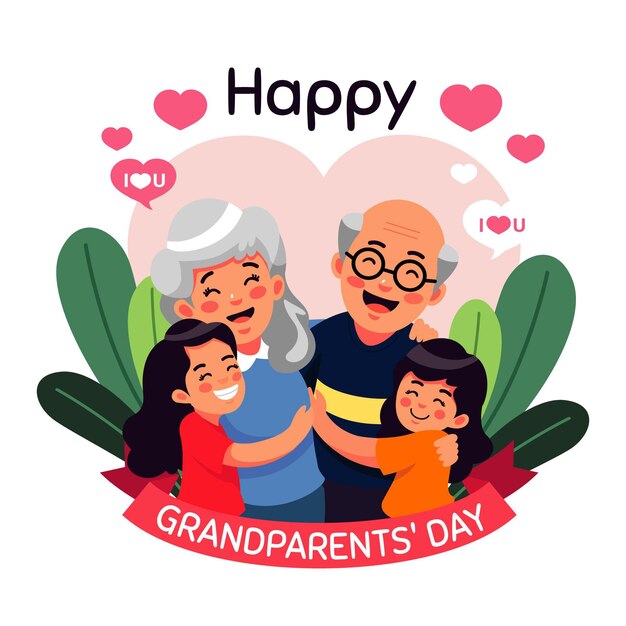 Flat design national grandparents day concept