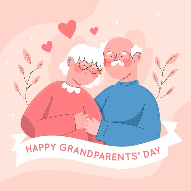 Flat design national grandparents day event illustration