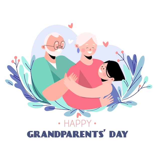 Free vector flat design national grandparents' day with granddaughter