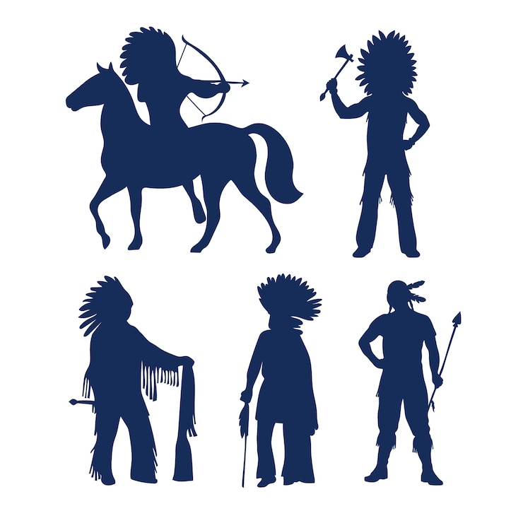 Free Vector flat design native americansilhouette