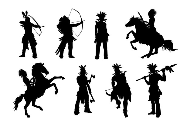 Flat design native americansilhouette