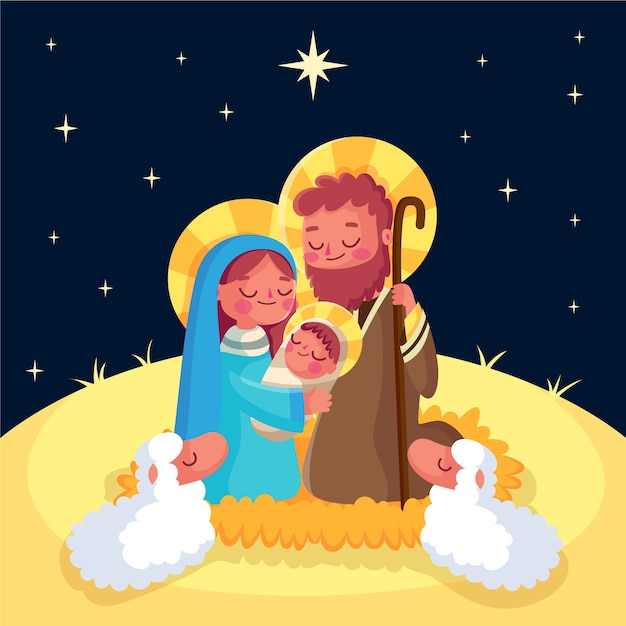 Free vector flat design nativity scene concept