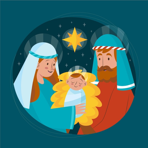 Free vector flat design nativity scene