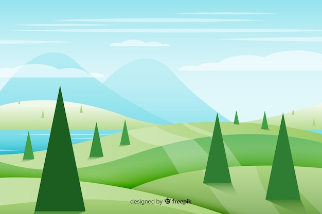 Бесплатное векторное изображение Плоский дизайн естественный ландшафтный фон