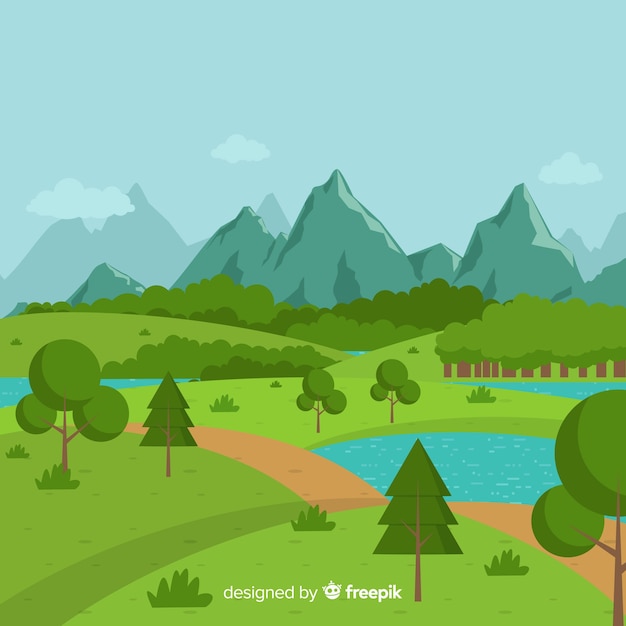 Free vector flat design natural landscape background