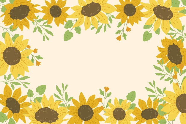 Free vector flat design natural sunflower border