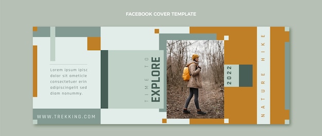 평면 디자인 자연 트레킹 페이스 북 표지 템플릿