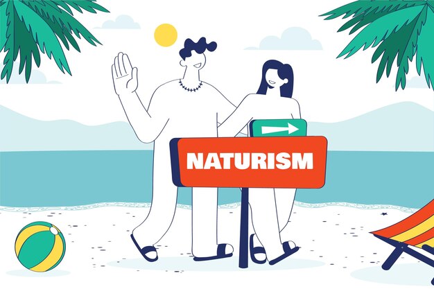 Flat design naturism concept illustration