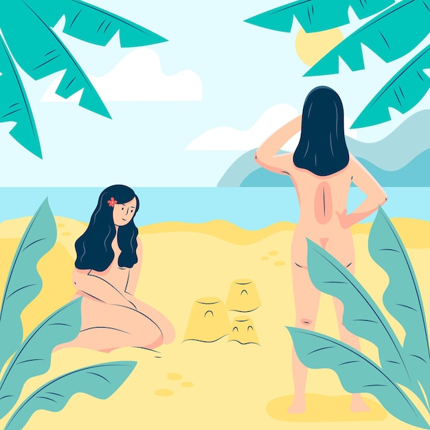 Vettore gratuito illustrazione di concetto di naturismo design piatto