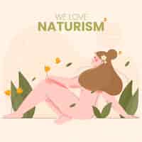 Vettore gratuito illustrazione di concetto di naturismo design piatto