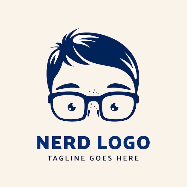 Vettore gratuito modello di logo nerd dal design piatto