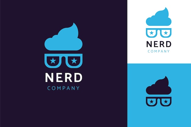 Vettore gratuito modello di logo nerd dal design piatto