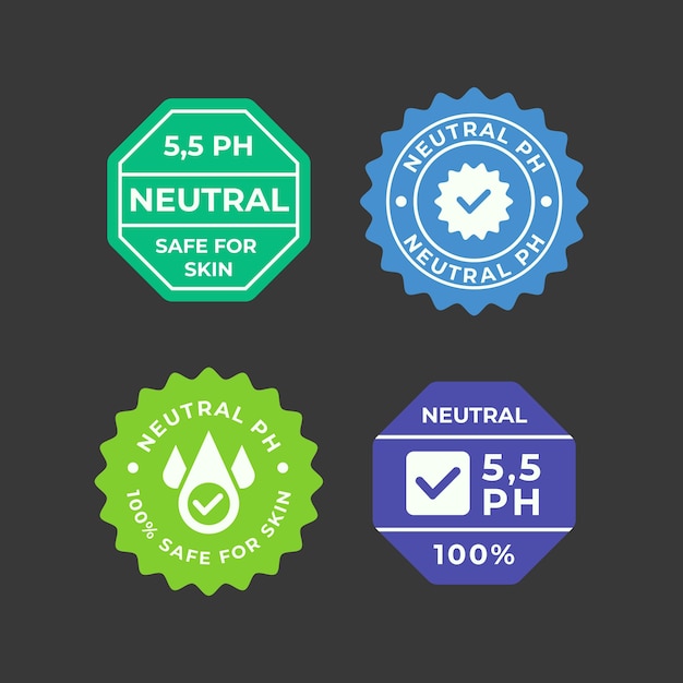 Free vector flat design neutral ph labels