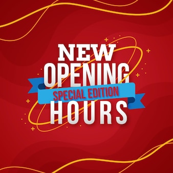 Flat design new opening hours sign