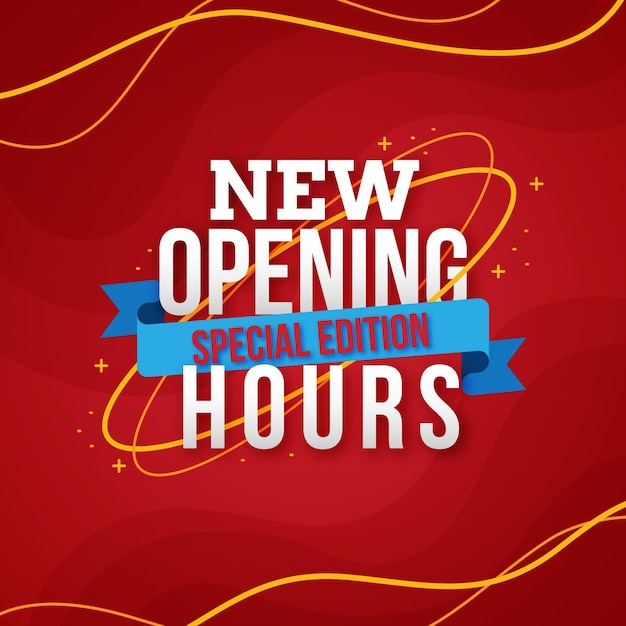 Flat design new opening hours sign