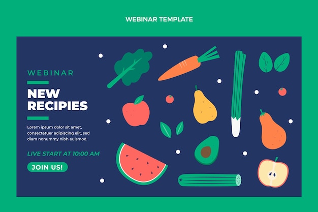 Vettore gratuito webinar di nuove ricette di design piatto