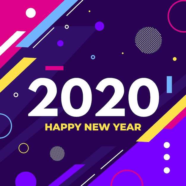 Flat design new year 2020 background