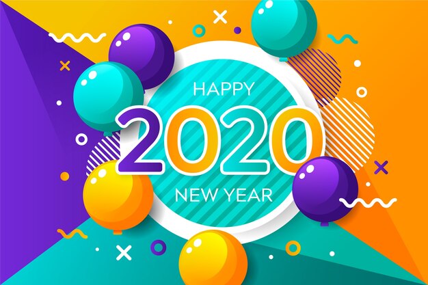 Flat design new year 2020 background