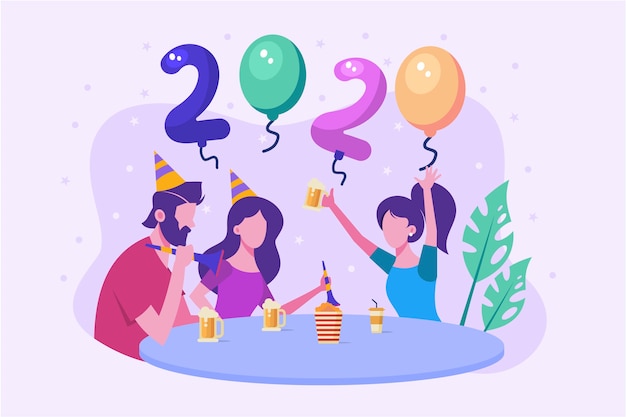 평면 디자인 새 해 2020 배경