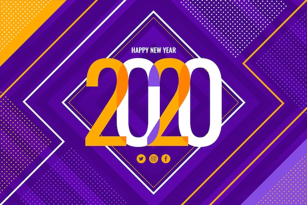 Flat design new year 2020 background