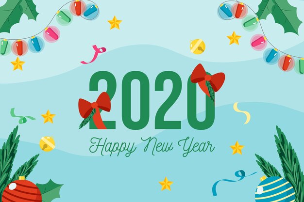 Flat design new year 2020 background