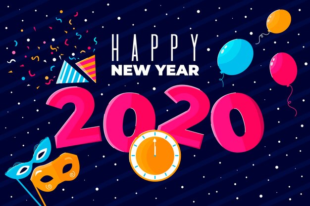 Flat design new year 2020 background