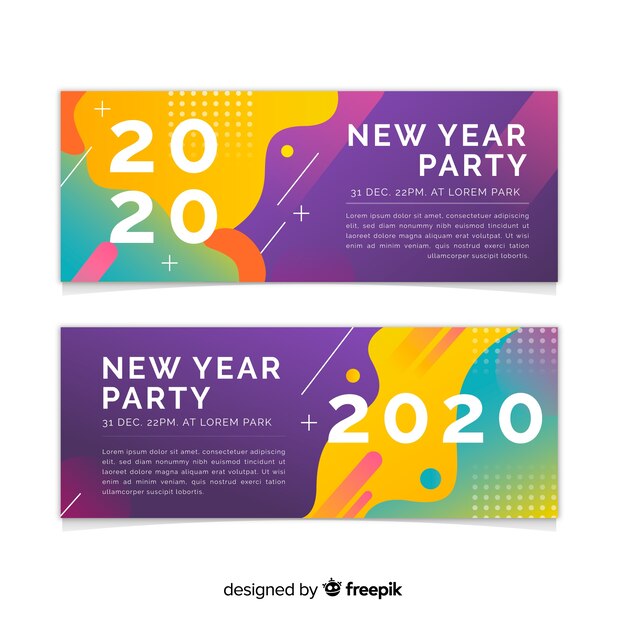 Flat design of new year 2020 party banners