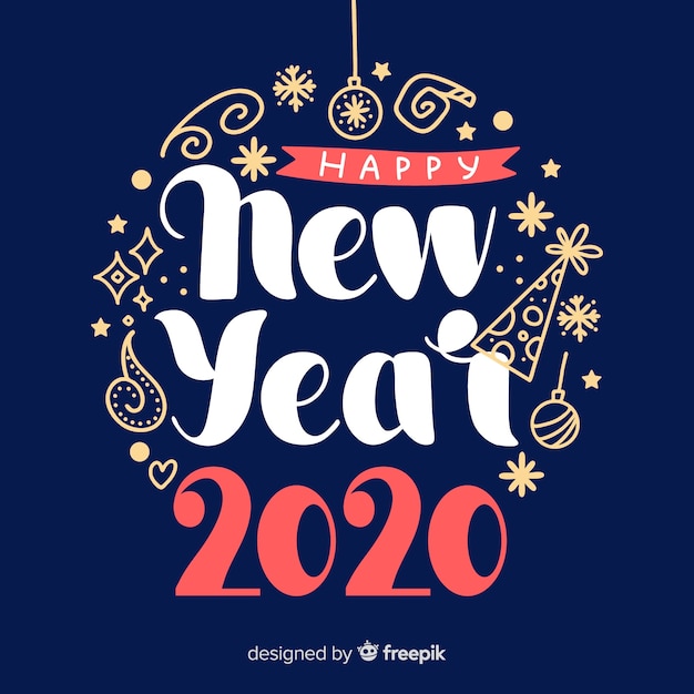 Плоский дизайн новогодних 2020 обоев