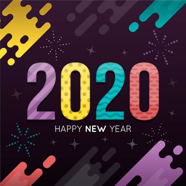 Бесплатное векторное изображение Плоский дизайн новогодних 2020 обоев
