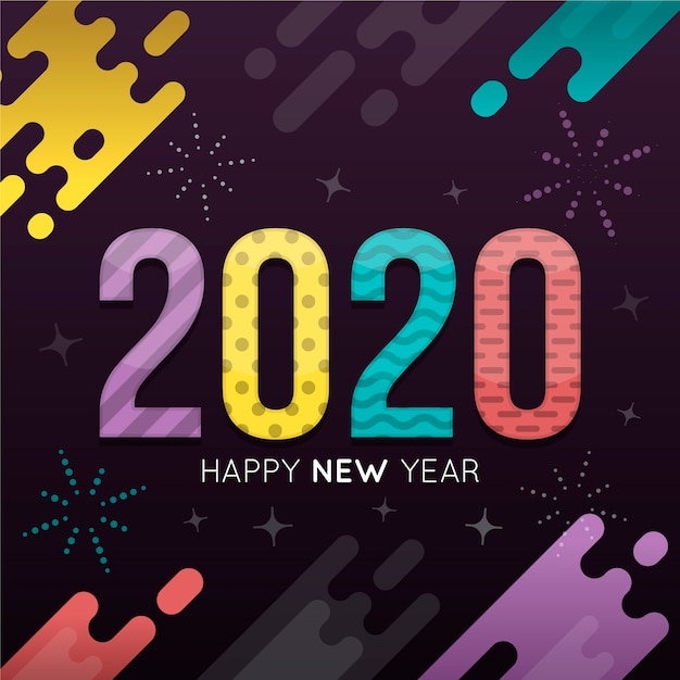 フラットデザインの新年2020年の壁紙