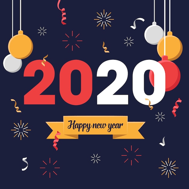 Flat design new year 2020 wallpaper