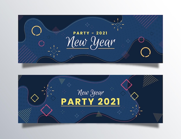 Free vector flat design new year 2021 party banners collection
