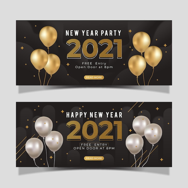 Flat design new year 2021 party banners template