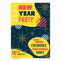 Free vector flat design new year 2021 party poster template